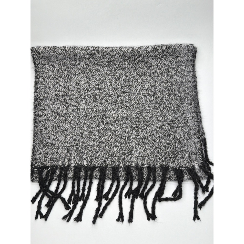 Mixit Black White Marled Oversized Knit Wrap Scarf with Fringe One Size RN 93677